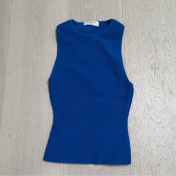Babaton Tops - Babaton Blue Contour Tank Hip Length Sleeveless Ribbed Size XS